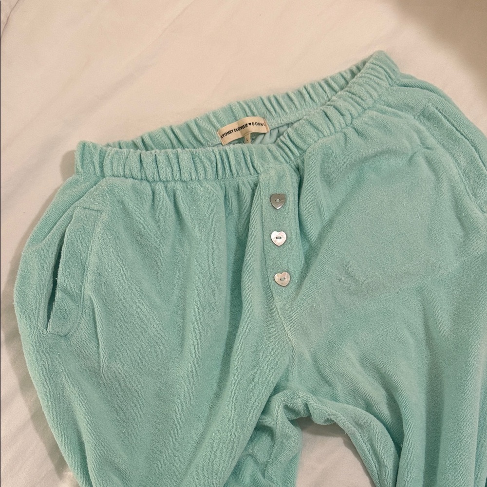 Stoney Clover Lane SCL x DONNI. Teal Terry Cloth Women's Joggers - Picture 1 of 5